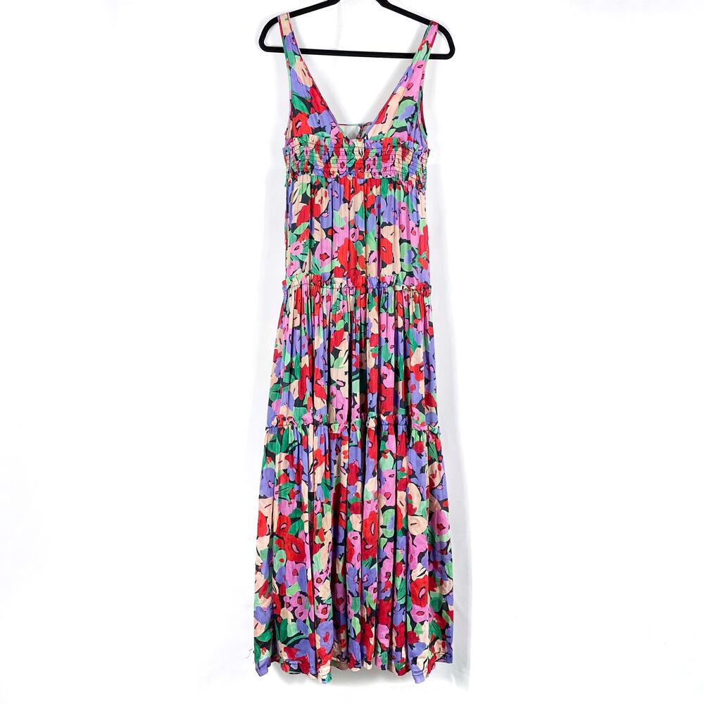 Nicholas Myla Floral Maxi Dress Silk Cotton Tiered Sleeveless Sz 0 - Picture 14 of 14